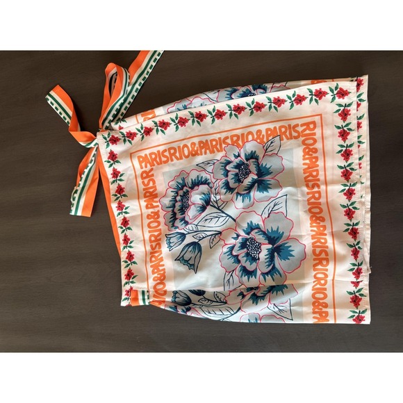 Commense Skirt Womens Small Multicolor Floral Satin Wrap Tie Mini Scarf Print - Picture 6 of 16